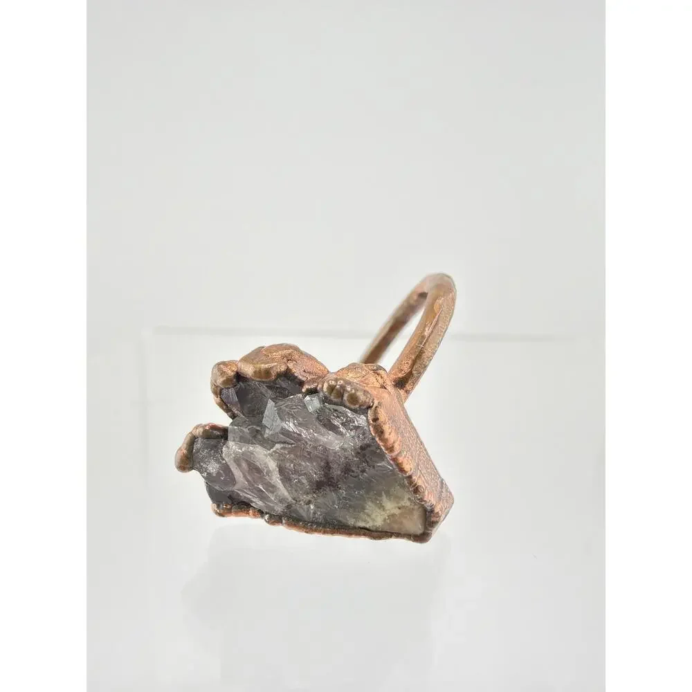 One of a Kind Electroformed Copper Multicolored Mineral Ring Size 8.5